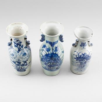 VASER, 3 st,  porslin, Kina, 1800-tal.