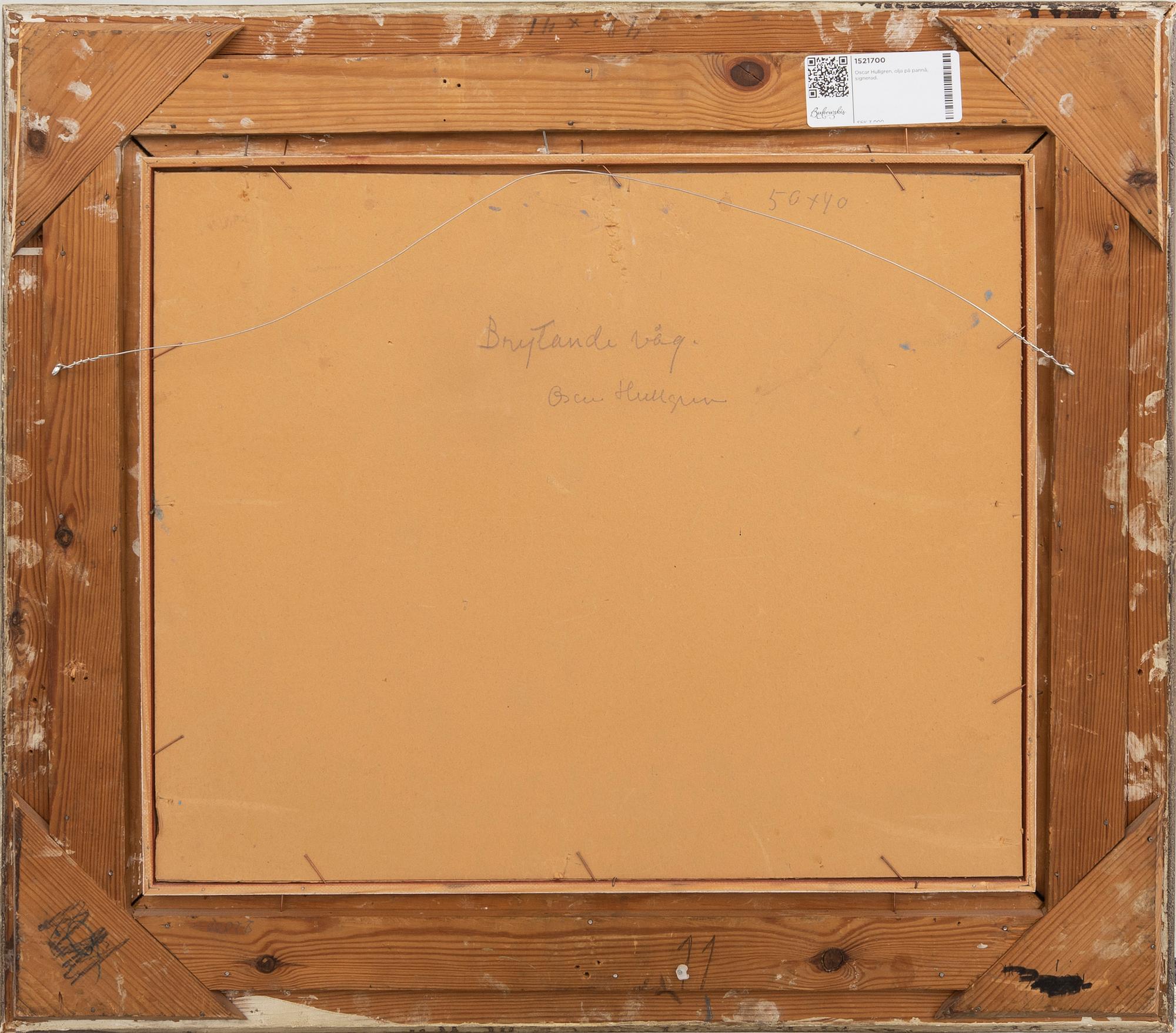 Oscar Hullgren, olja på pannå, signerad.