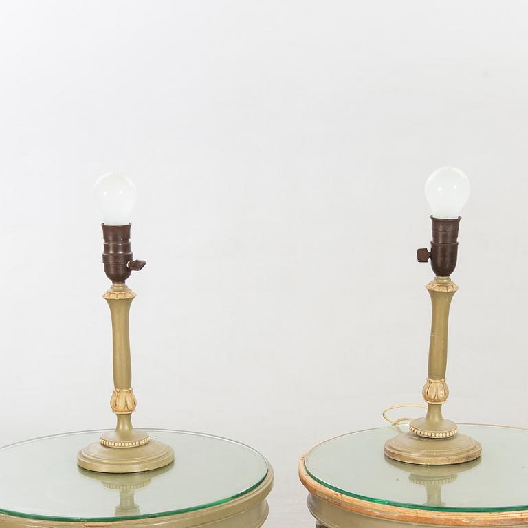 Lamp table, A pair, Gustavian style, first part of the 20th century. Lamps a couple.