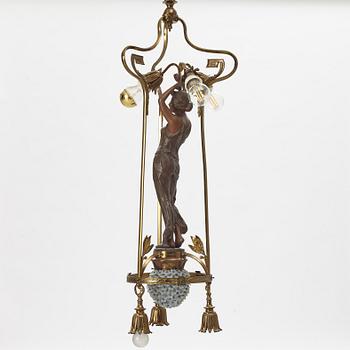 An Art Nouveau ceiling lamp, France, around 1900.