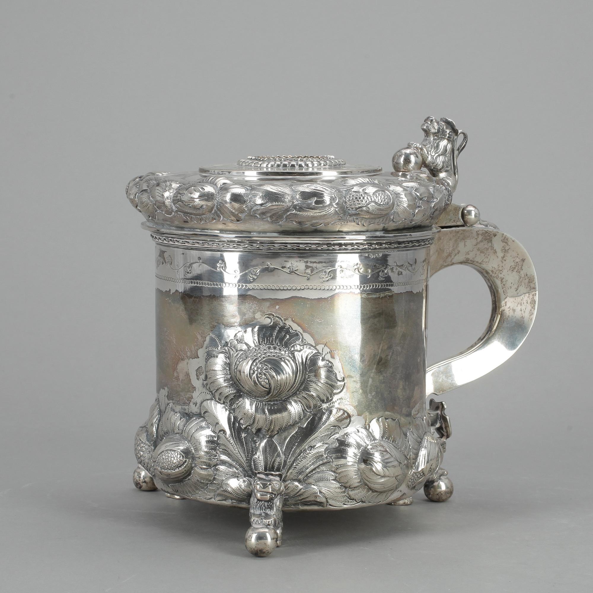 DRYCKESKANNA, silver, barockstil, GAB, Stockholm, 1937. Vikt ca 1246g.