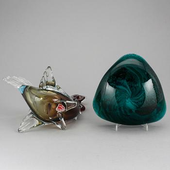 FIGURIN och SKÅL, glas, Murano, Italien, 1900-tal.