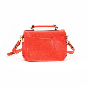 MULBERRY, a neon leather satchel in flame shiny graine, "Bryn".
