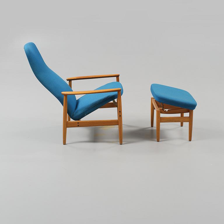 FÅTÖLJ SAMT FOTPALL, ur "Contour"-serien, Alf Svensson, Ljungs Industrier, Dux, 1960-tal.