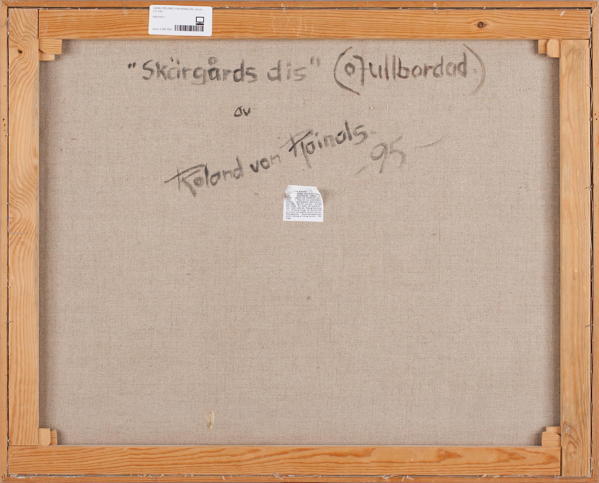 ROLAND VON RAINALS, olja på duk, sign.