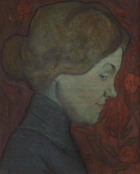 581. Ivar Arosenius, The actress Ester Sahlin (1881-1959) in profile.