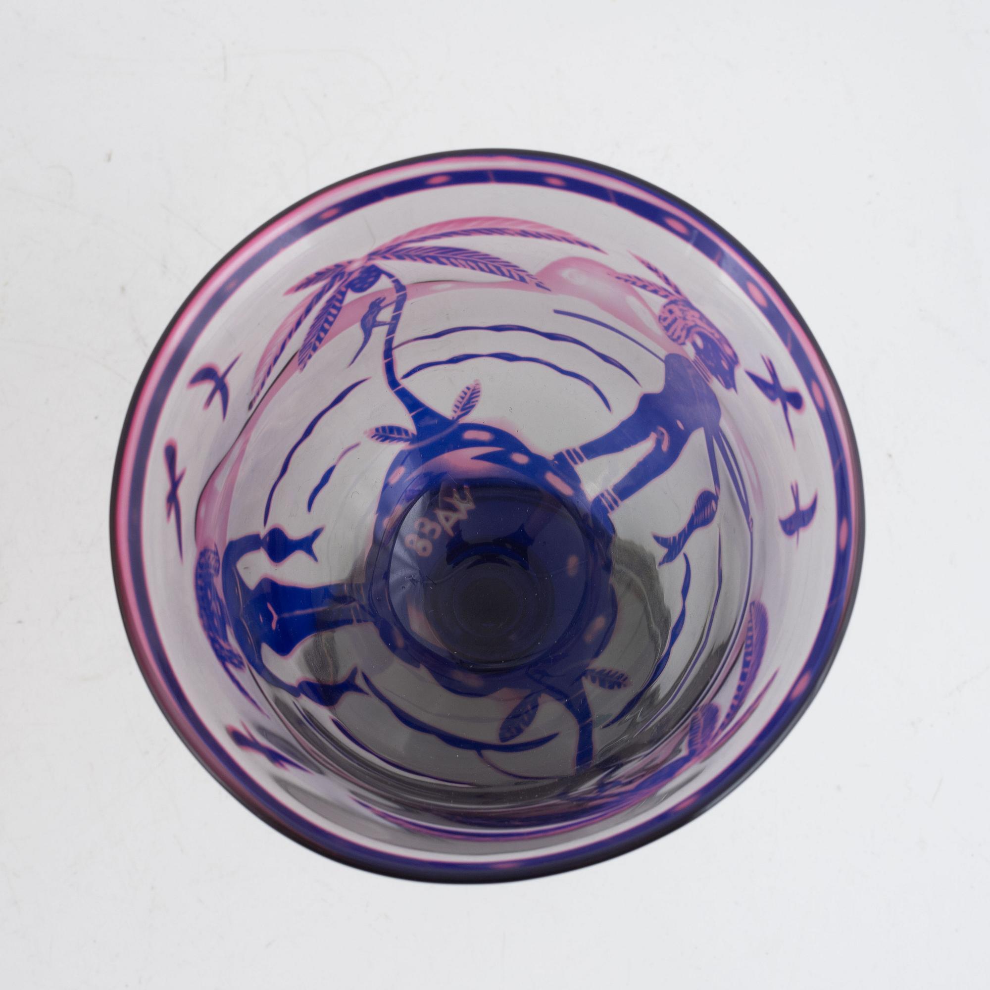 Wilke Adolfsson, glaspokaler, 2 st, 1988, signerade.