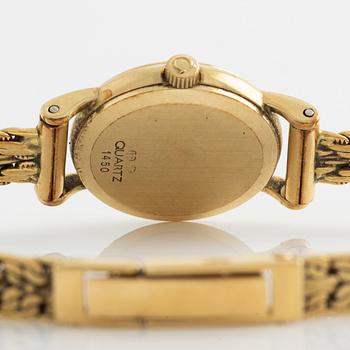 Omega, armbandsur, 14K guld, länk i 18K guld, 21,5 mm.