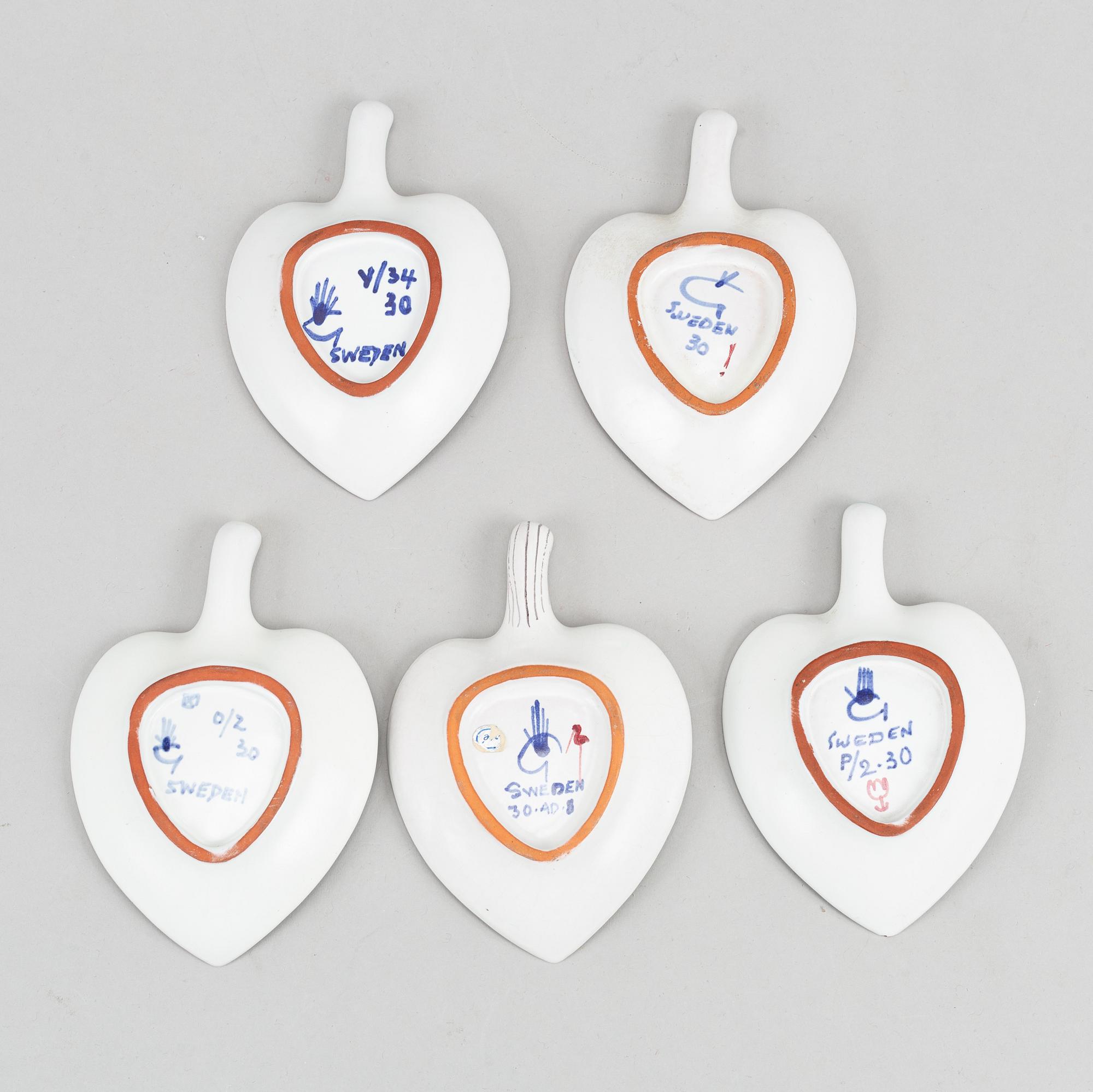 Stig Lindberg, five earthenware dishes, Gustavsberg studio.