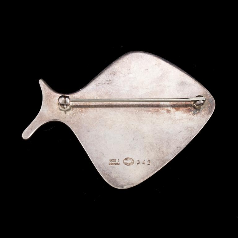 A silver brooch by Henning Koppel for Georg Jensen, designed in the 1950's.