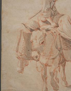 Nicolaes Berchem, Translation: "Woman on a donkey".