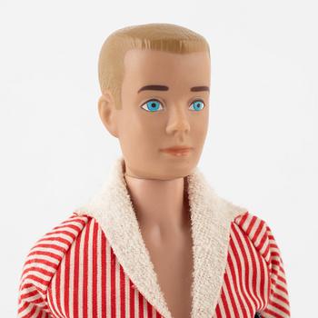 Barbie and Ken, dolls 2 pcs. as well as clothes, vintage, "Swirl Ponytail Blond" Mattel 1964, Ken Mattel 1963/64.