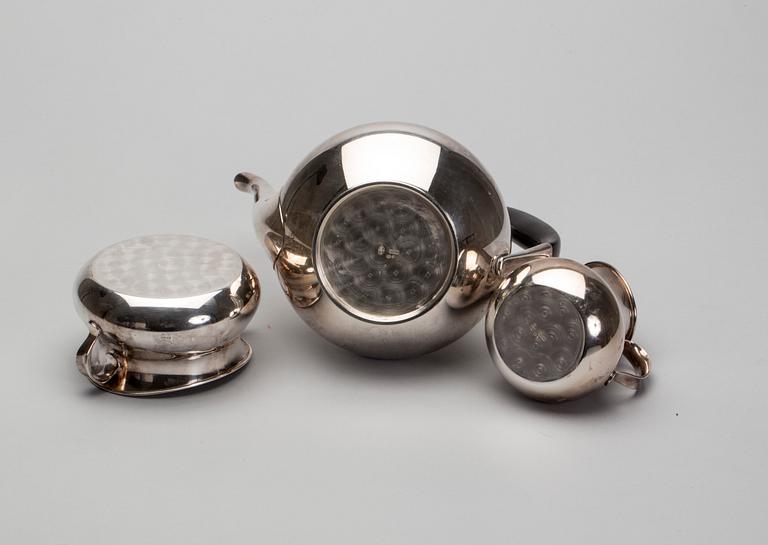 KAFFESERVIS, 3 delar, Hans Bunde för Cohr, silver, ca 860 g.