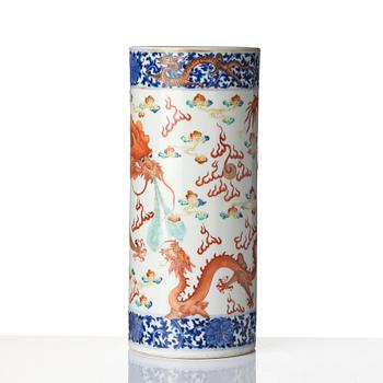 A Chinese 'dragon' porcelain brush stand, Qing dynasty, Guangxu mark and period (1875-1908).