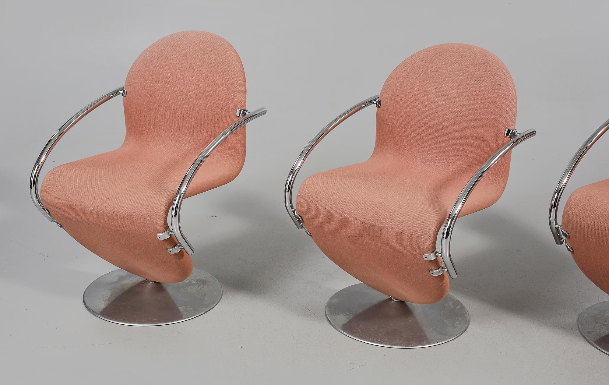 STOLAR, 4 st, Verner Panton för Fritz Hansen, "System 1-2-3", 1970-tal.