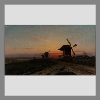 IOSIF EVSTAFIEVICH KRATSCHKOWSKI, SUNSET OVER THE OLD WINDMILLS.