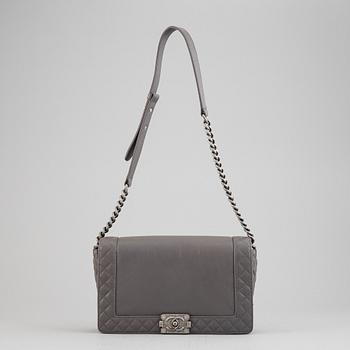 Chanel, a grey leather 'Large Boy Bag', 2014.