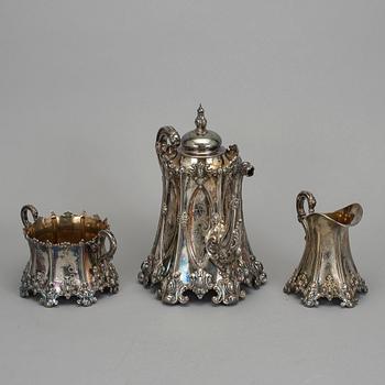 KAFFESERVIS, nysilver, götisk modell, CG Hallberg, 1900-talets början.
