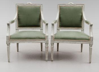 KARMSTOLAR, 1 par, gustaviansk stil, 1800-talets andra hälft.