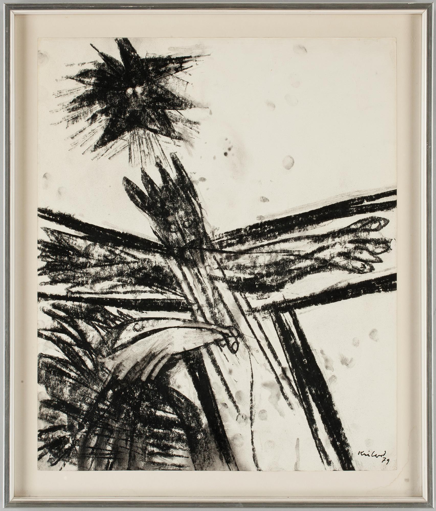 GÖSTA KRILAND, kol på papper, sign o dat 79.