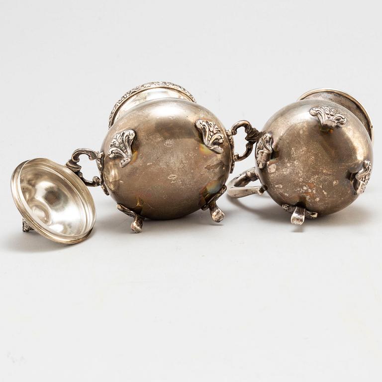 A silver creamer and a sugar bowl, Egypt, 20th century.