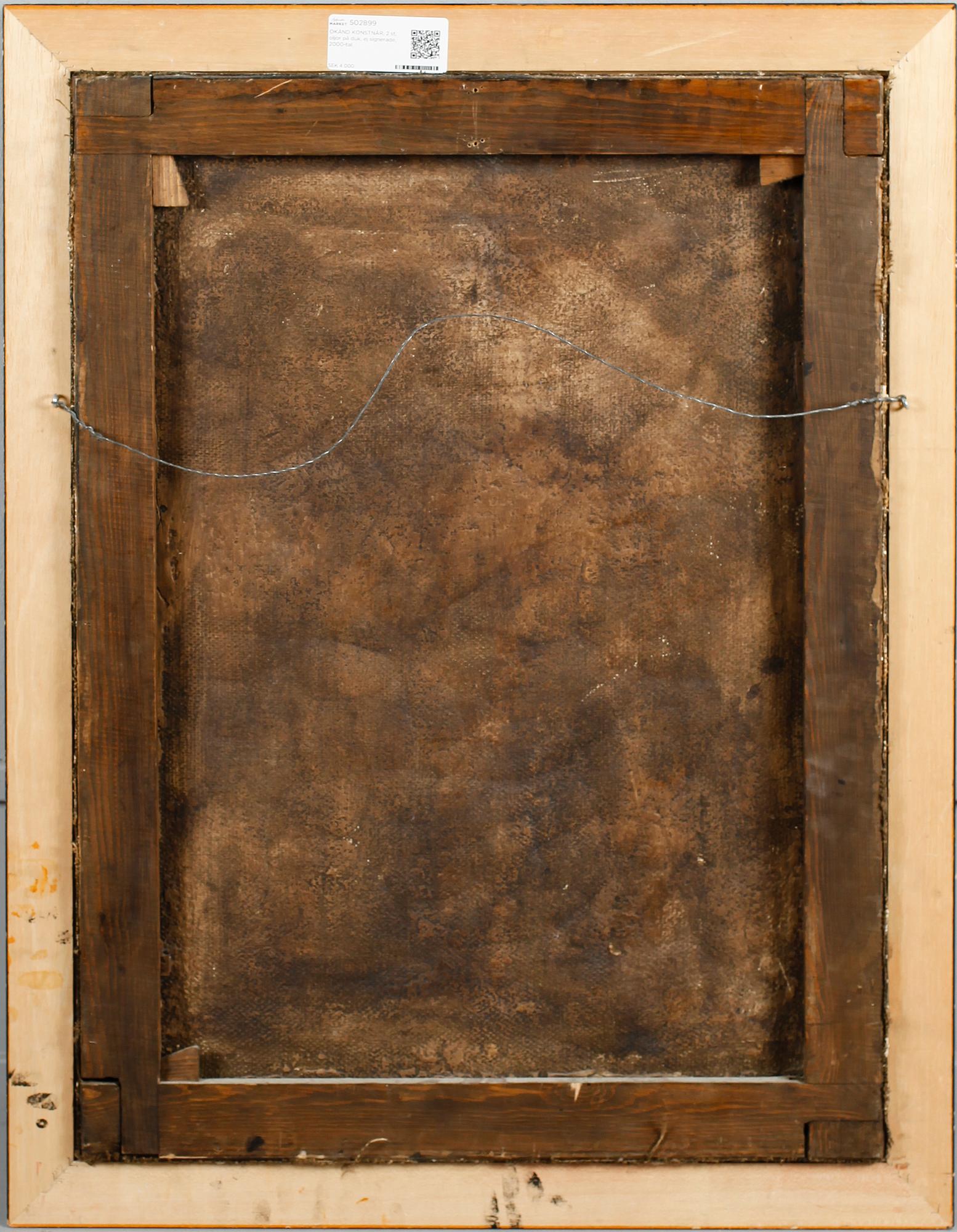 OKÄND KONSTNÄR, 2 st, oljor på duk, 2000-tal.