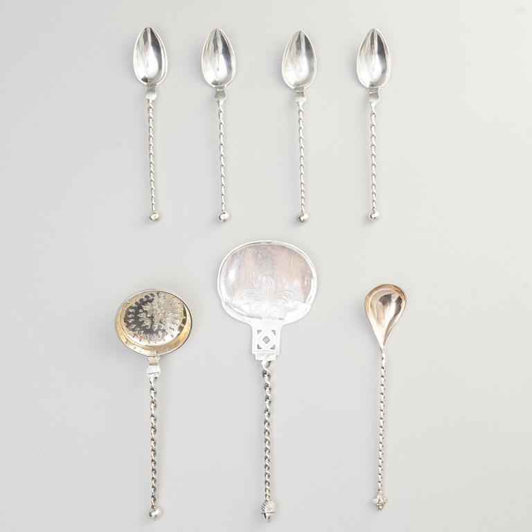 Cutlery, 6 pieces, silver, Denmark.