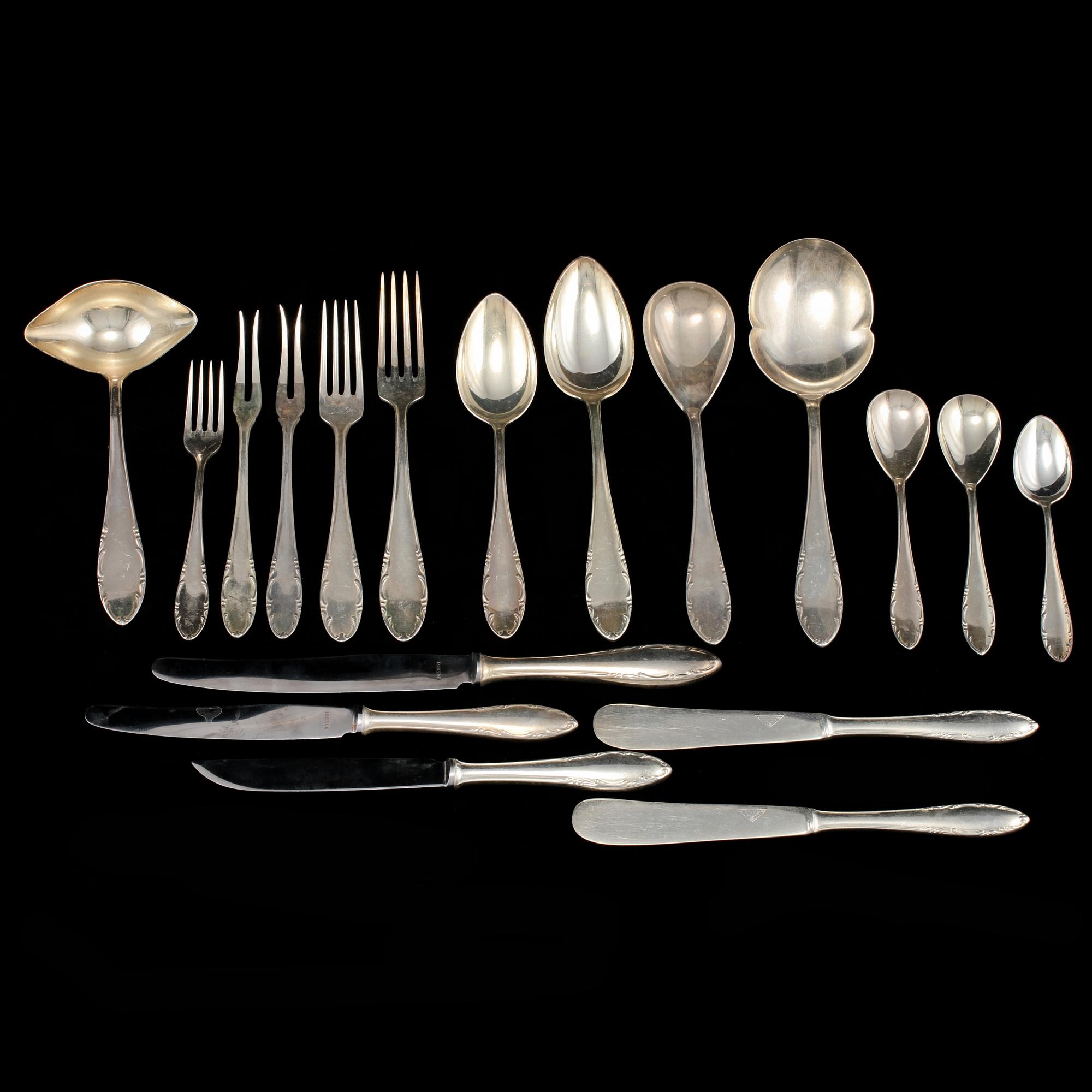 BESTICKSERVIS, nysilver, 106 delar, 1900-talets andra hälft.