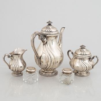 A three-piece silver coffee service, Rococo style, 1927.