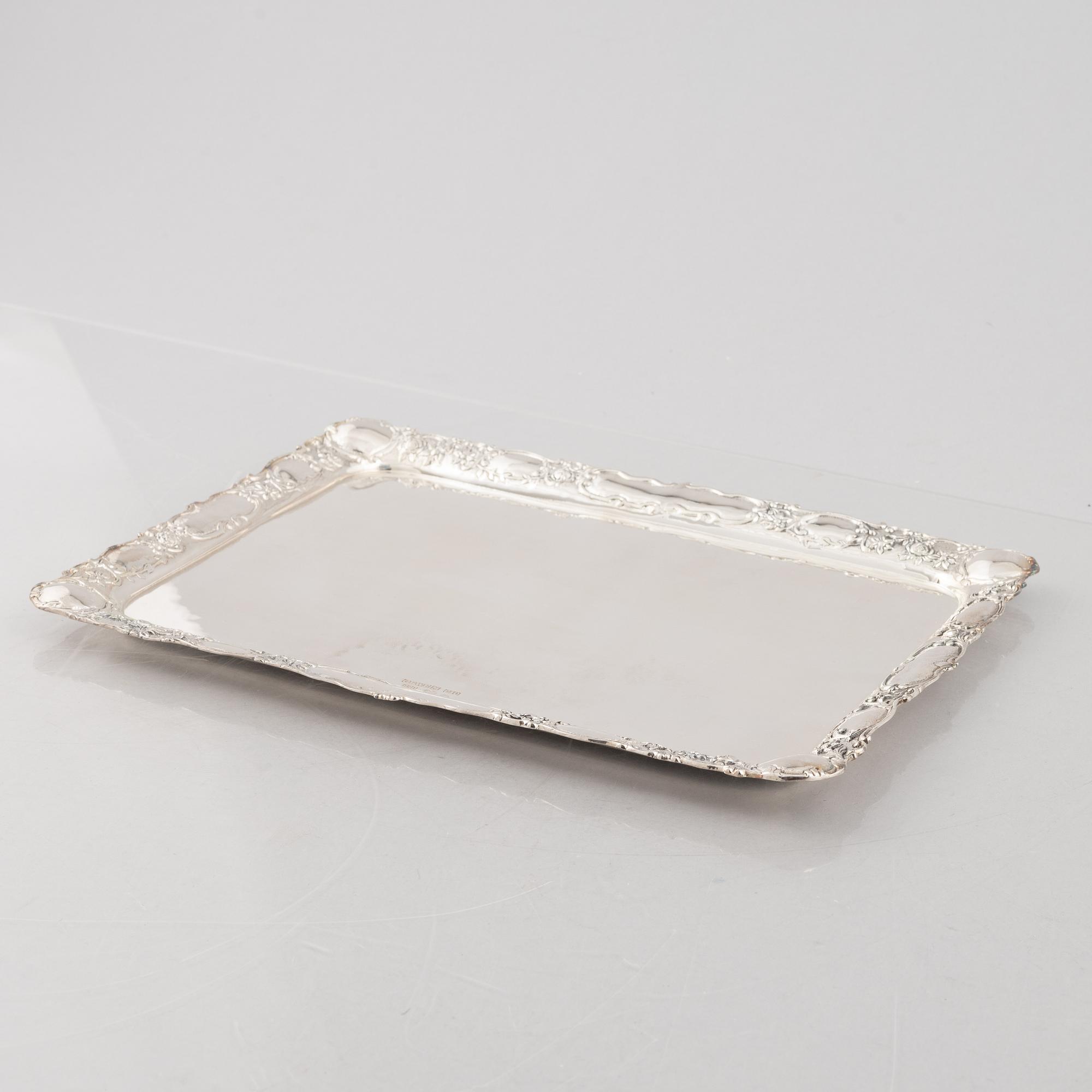 A Swedish silver tray, marks of GEWE, Malmö 1977.