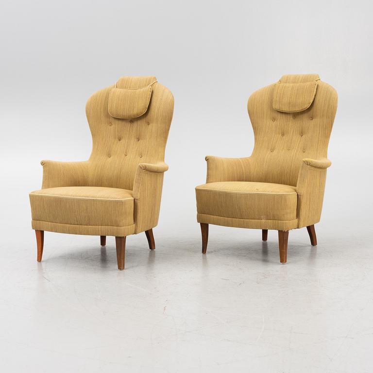 Carl Malmsten, a pair of "Farmor",  armchairs, O.H. Sjögren, Sweden, second half of the 20th century.