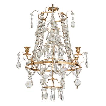A Gustavian four-light chandelier, by O Westerberg (Stockholm circa 1769-1811), late 18th century.