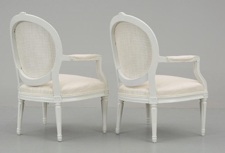 A pair of Gustavian 18th Century armchairs.