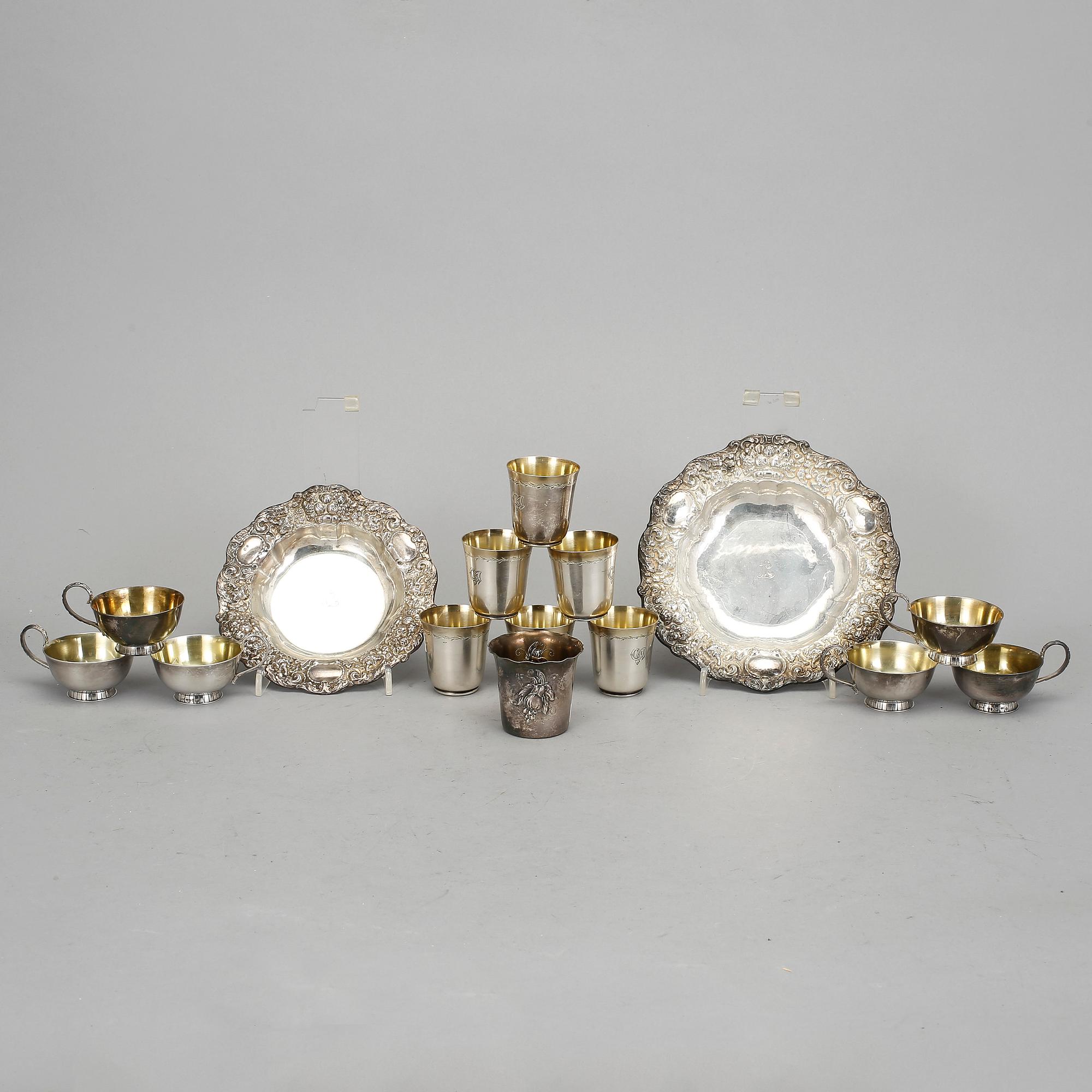 PARTI SILVER, 15 delar, 1900-tal. Tot vikt ca 618 g.