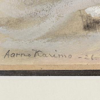 AARNO KARIMO, triptyykki, vesiväri ja guassi, signeerattu ja päivätty -28.