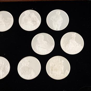 Samlarmedaljer, 50 st, sterlingsilver, "Rembrandt i silver", Franklin Mint AB.