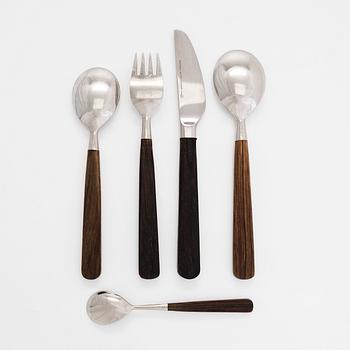Bertel Gardberg, a 56-piece 'Lion de Luxe' cutlery set of rosewood and steel, Hackman, Finland 1960s.