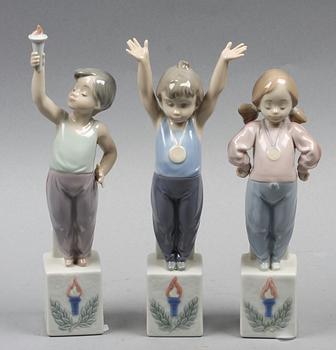 FIGURINER, 3 st, porslin, Lladro, tillverkningsår 1992-1994.