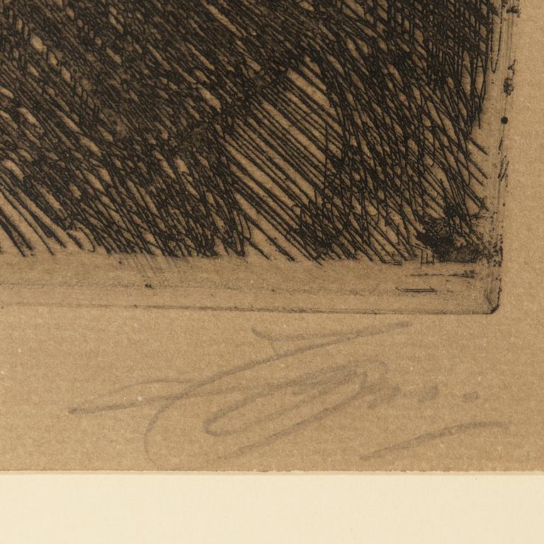 Anders Zorn, etching, 1917, signed in pencil.