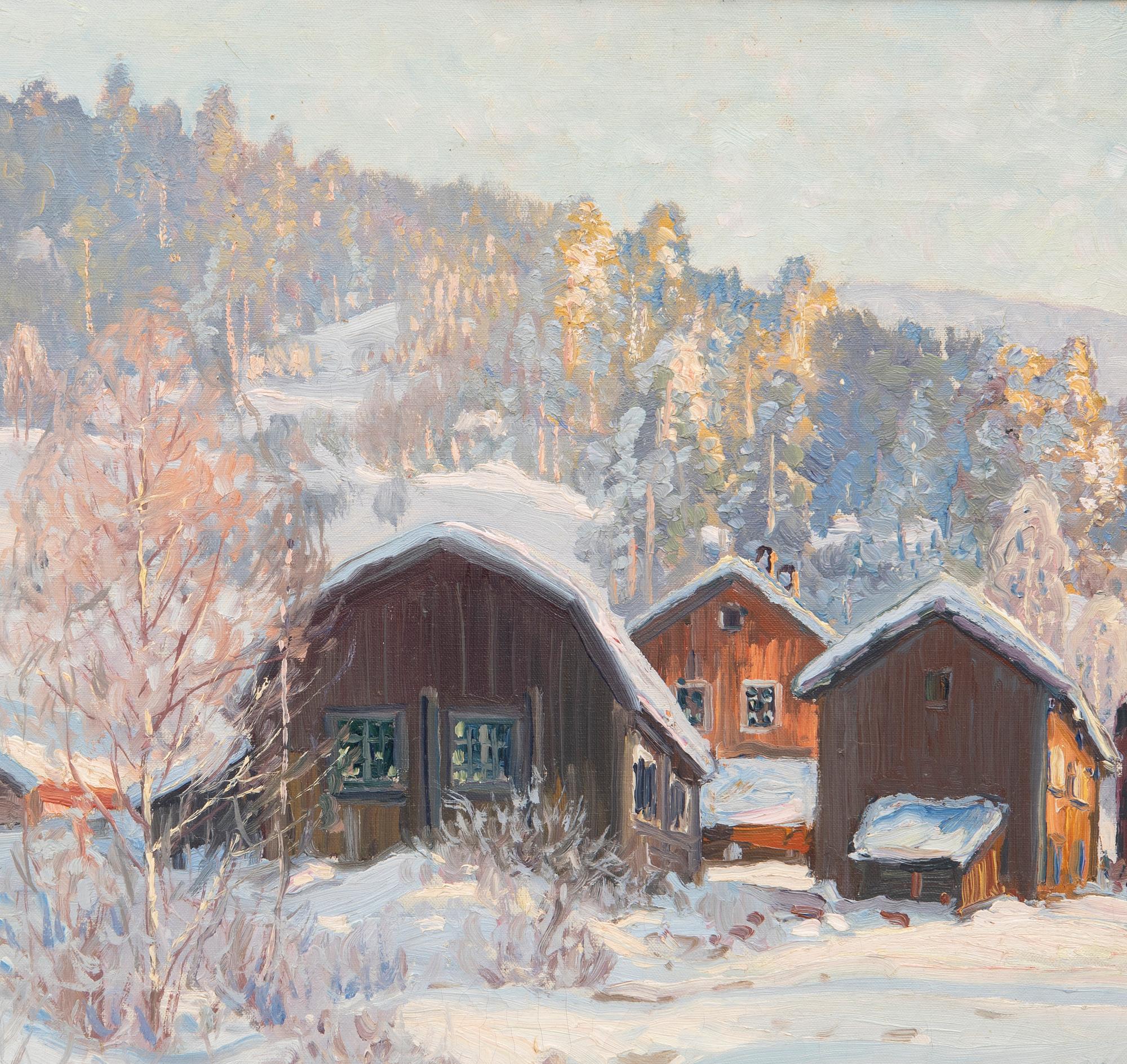 Carl Brandt, Vinterlandskap med byggnader.