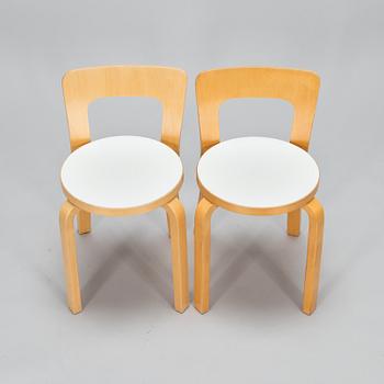 Alvar Aalto,  stolar, 5 st, modell 65, Artek 2000-tal.