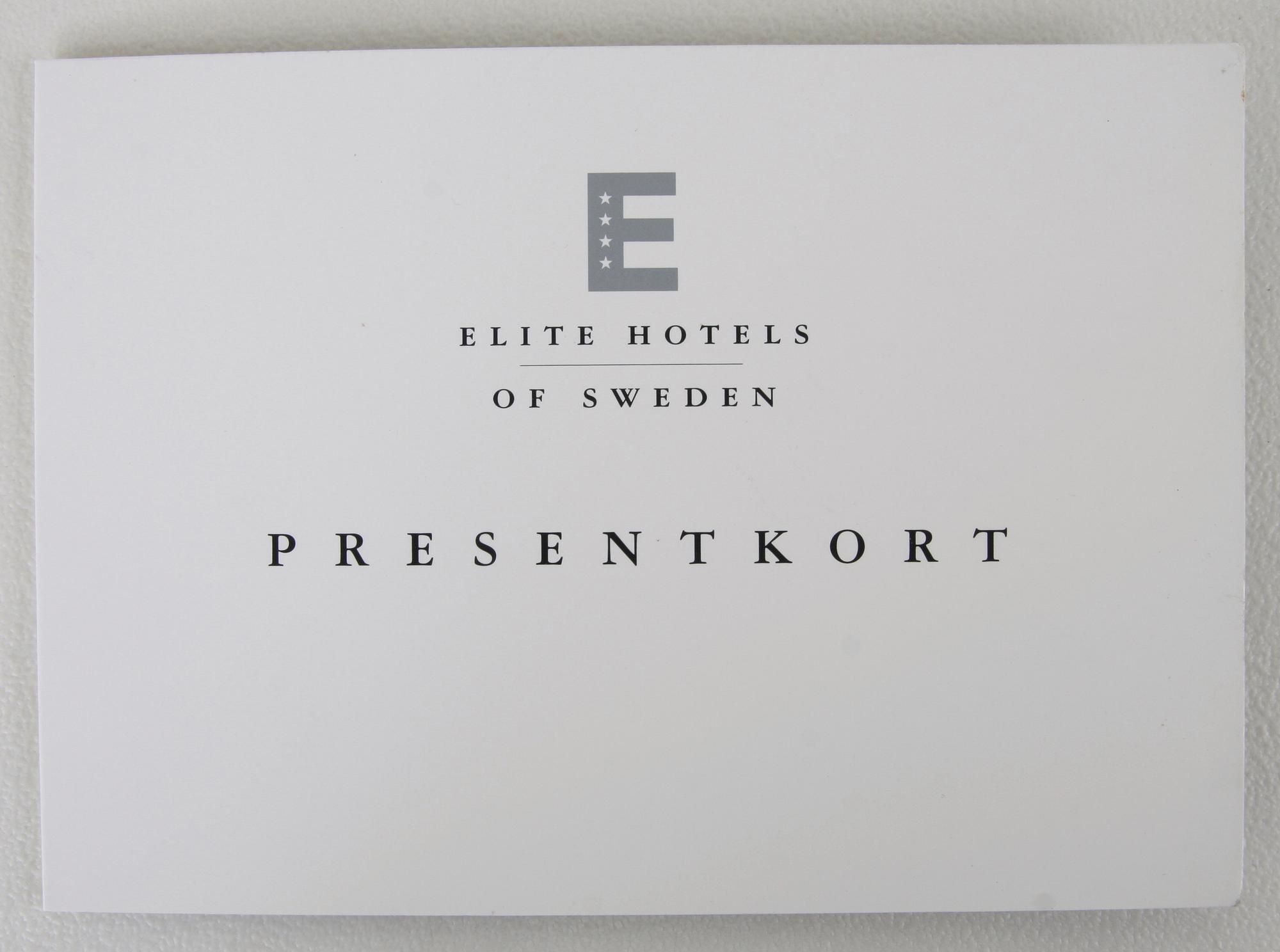 PRESENTKORT på övernattning på Elite Hotell Residens, Malmö. Säljes till förmån för Röda Korset.