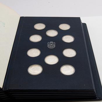 Minnesmyntsamling, 100 st, sterlingsilver, "Mänsklighetens 100 största uppfinningar", Franklin Mint.