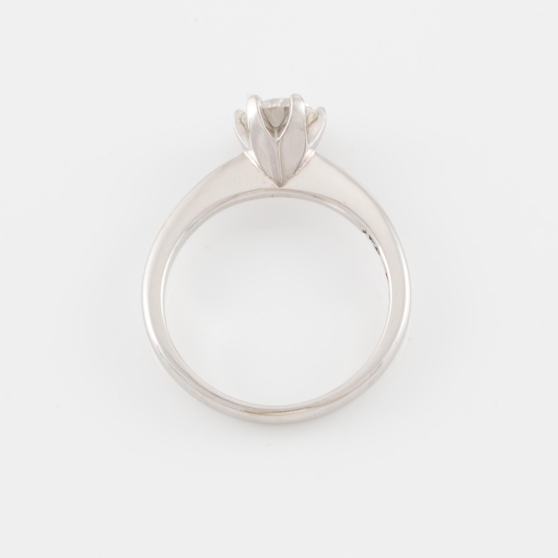 Ring, solitaire, white gold with brilliant-cut diamond 0.96 ct.