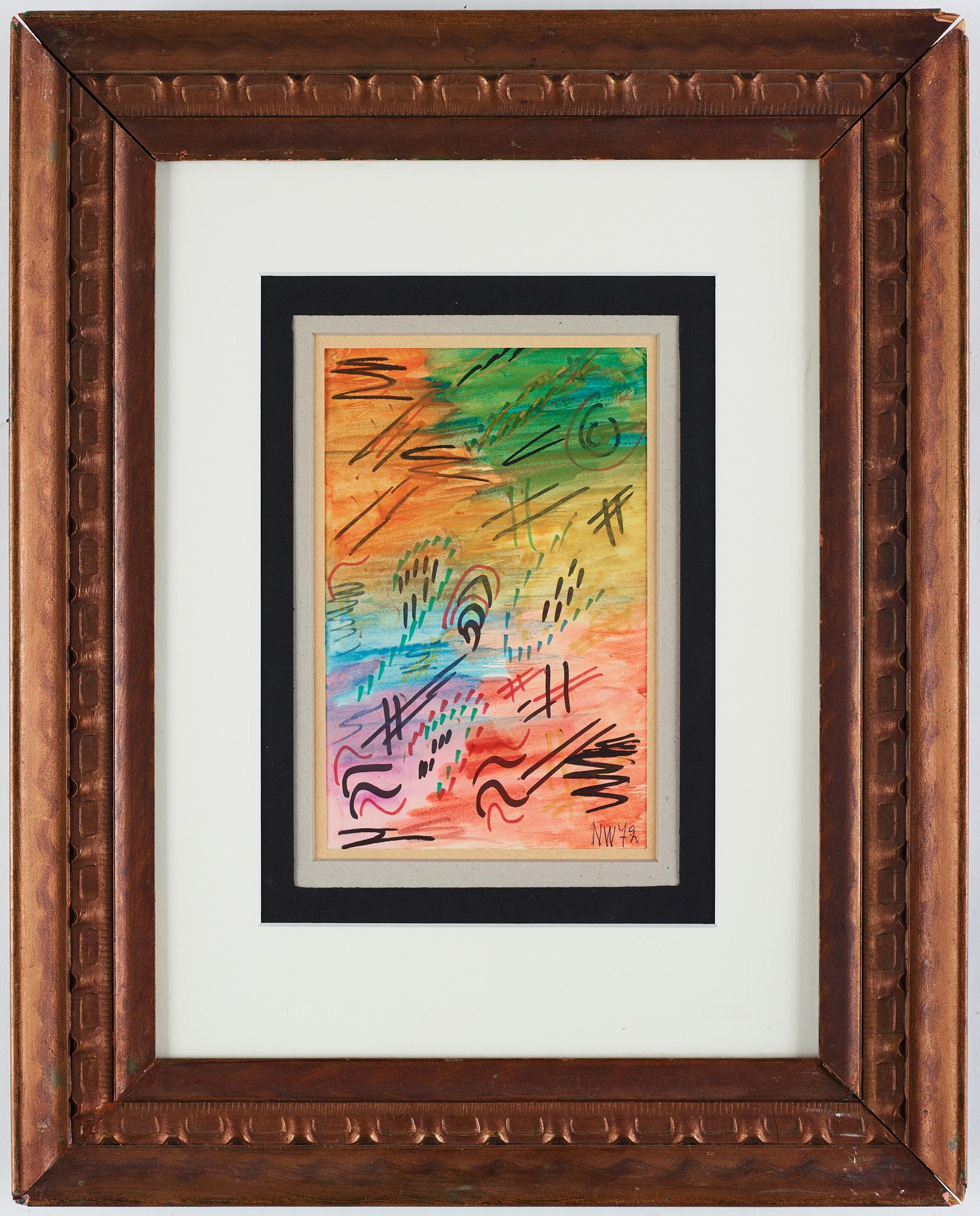 NELL WALDEN, mixed media on paper, signed and dated-72.