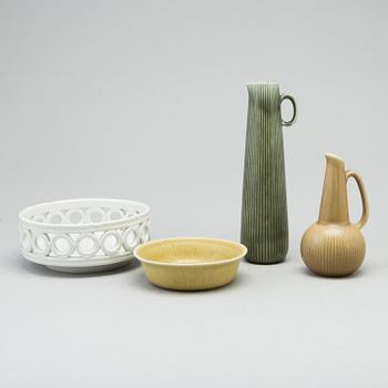 GUNNAR NYLUND, two stoneware vases  and two bowls from Rörstrand.