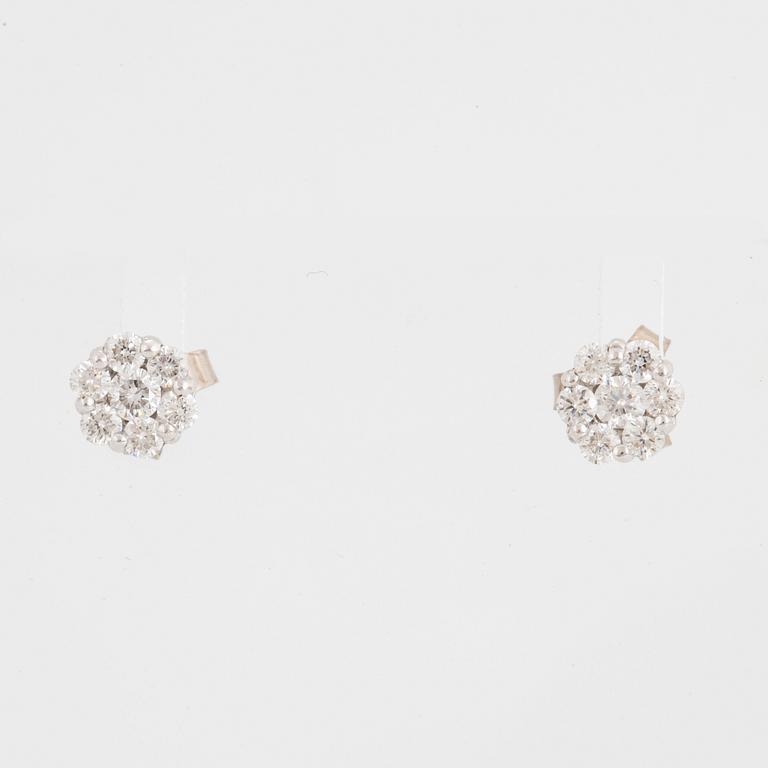 Brilliant-cut diamond earrings.