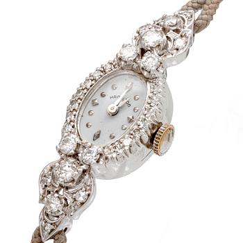Armbandsur Hamilton 14K vitguld och briljantslipade samt enkelslipade diamanter.