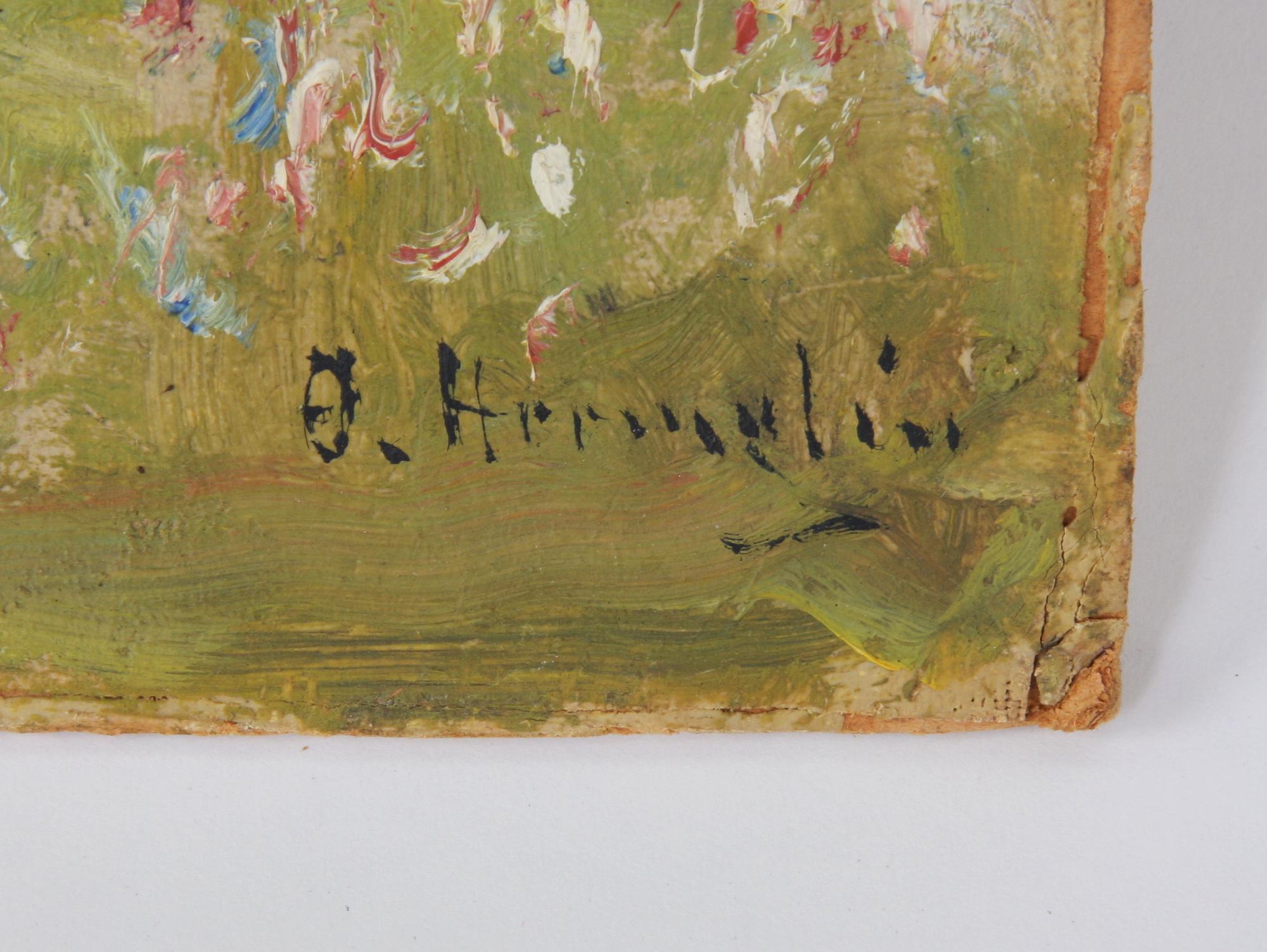 HERMELIN, OLOF. Olja på uppklistrad duk, sign.
