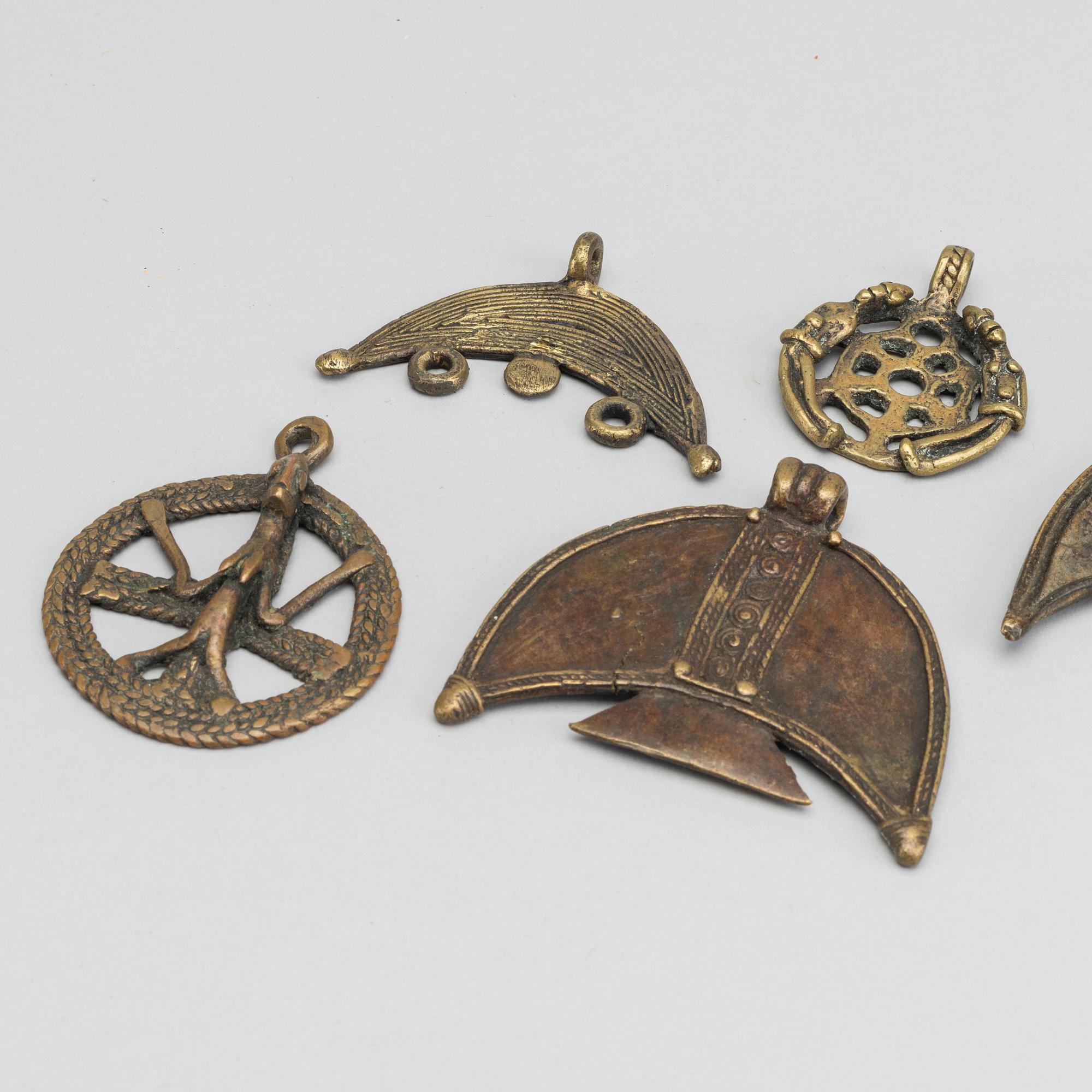 A set of five pedants, partly from The Nuna pepole, Burkina Faso.